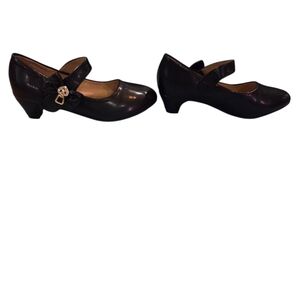 Girls Toddler Elegant Black Velcro Kitten Heel Mary Jane Dress Shoes Size 4M